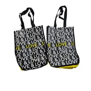 Kendra Scott Reusable Tote Bag Set of 2 Love & Love Recycled Plastic Black Yello